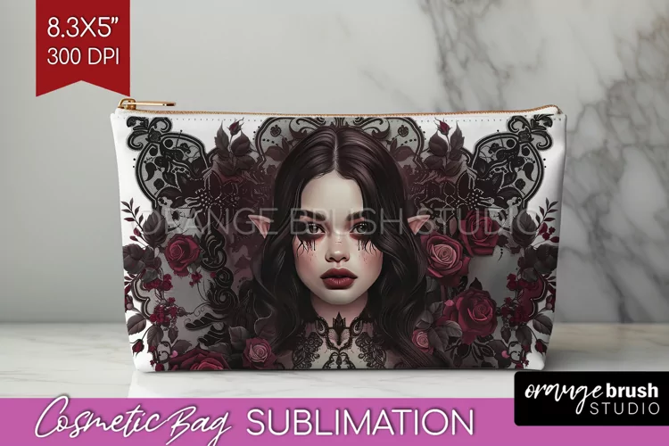 Dark Gothic Cosmetic Bag - Victorian Gothic Makeup Bag PNG
