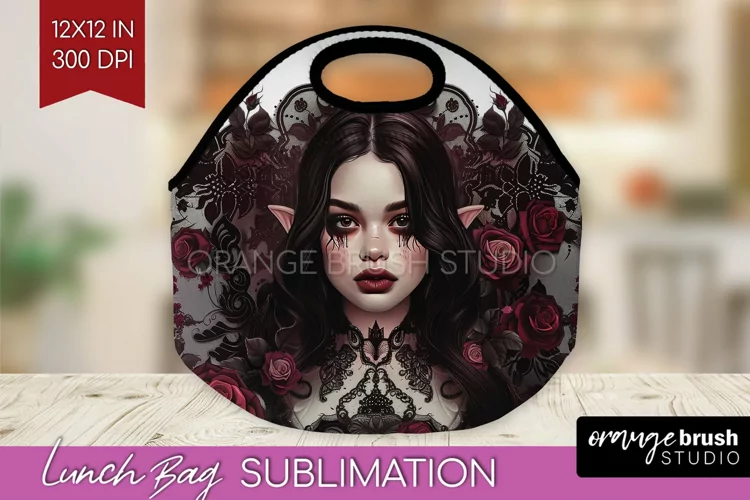 Dark Gothic Lunch Bag - Victorian Gothic Lunch Bug PNG