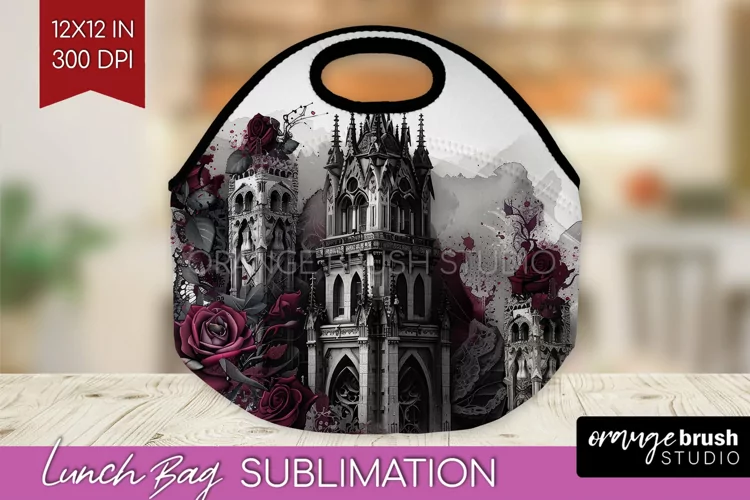 Dark Gothic Lunch Bag - Victorian Gothic Lunch Bug PNG