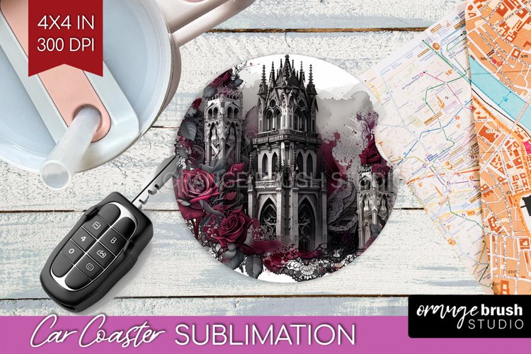 Dark Gothic Car Coaster - Victorian Gothic Coaster PNG