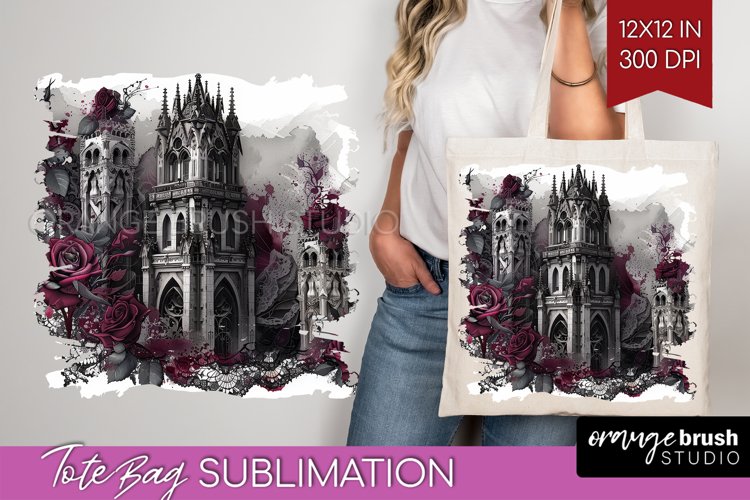 Dark Gothic Tote Bag - Victorian Gothic Tote Bag PNG example image 1