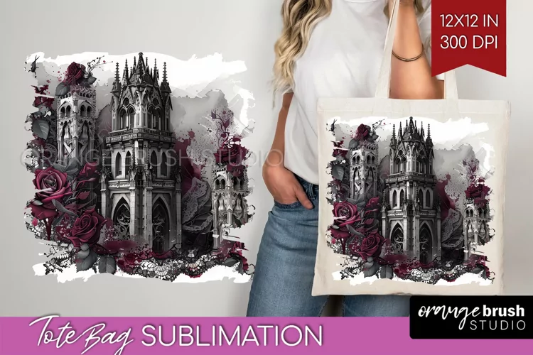 Dark Gothic Tote Bag - Victorian Gothic Tote Bag PNG