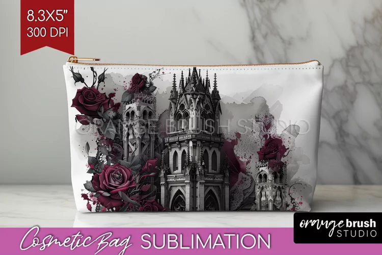 Dark Gothic Cosmetic Bag - Victorian Gothic Makeup Bag PNG