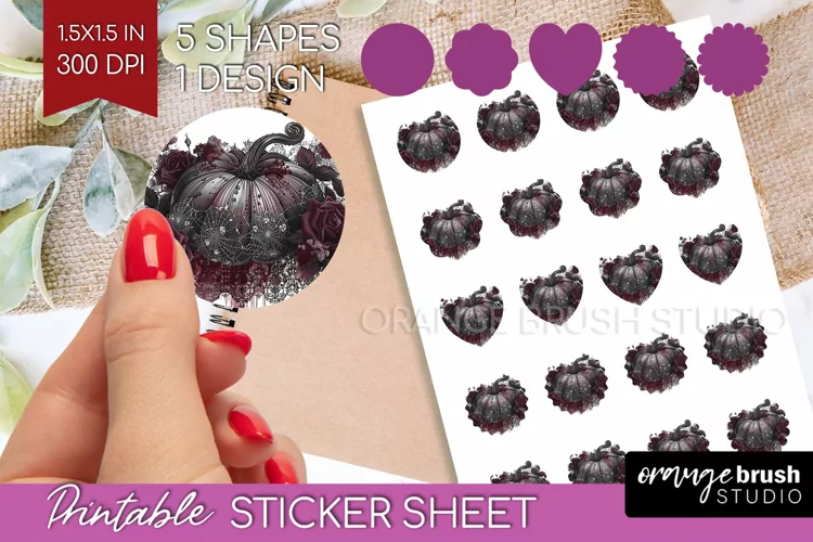 Dark Gothic Round Sticker - Victorian Gothic Printable Sheet