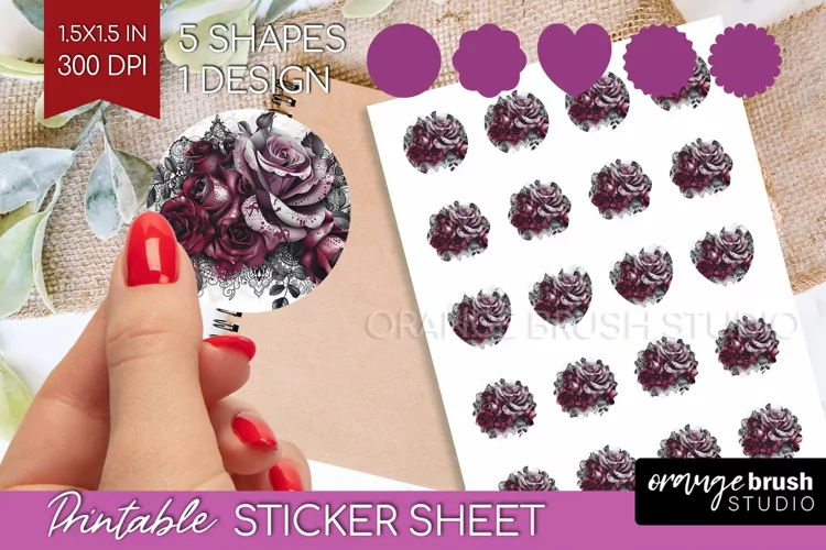 Dark Gothic Round Sticker - Victorian Gothic Printable Sheet