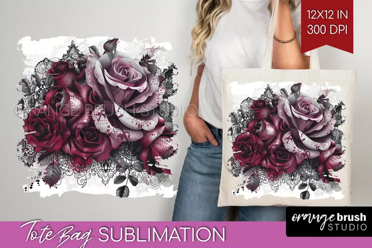 Dark Gothic Tote Bag - Victorian Gothic Tote Bag PNG