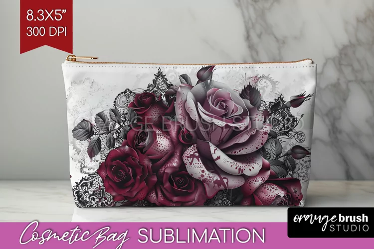 Dark Gothic Cosmetic Bag - Victorian Gothic Makeup Bag PNG