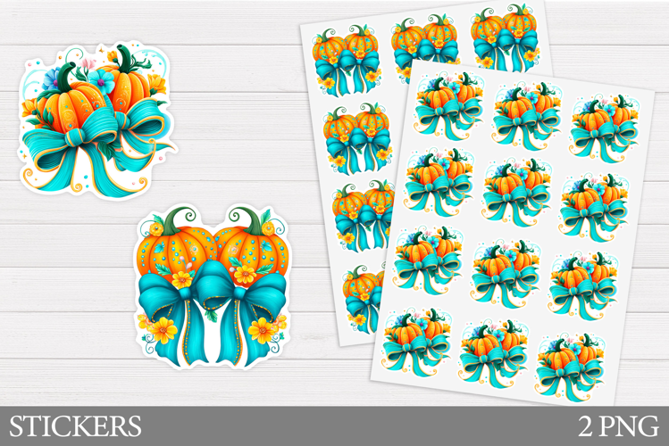 Pumpkin Sticker Printable. Pumpkin Bow Sticker Design