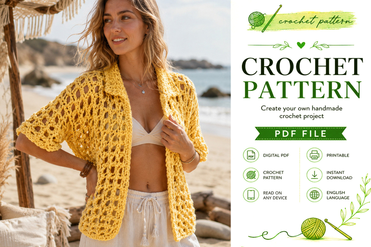 Chunky Mesh Crochet Shirt Pattern PDF