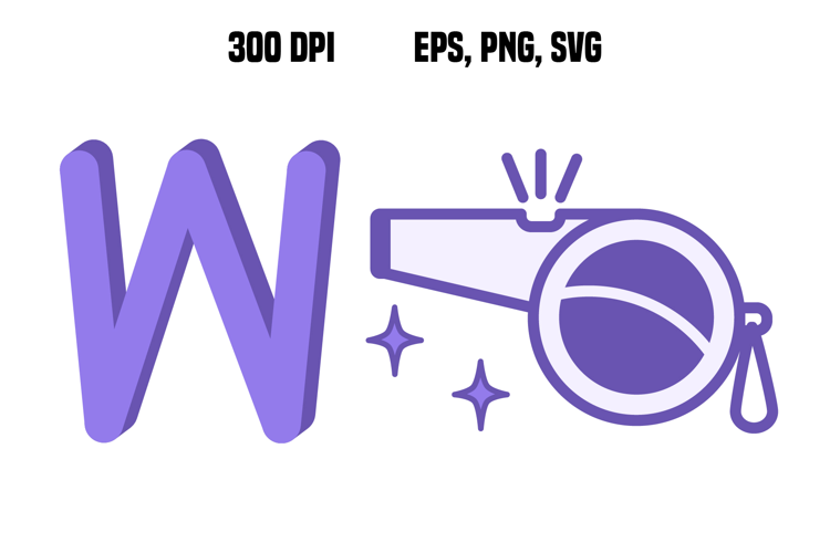 Purple Letter W and Whistle