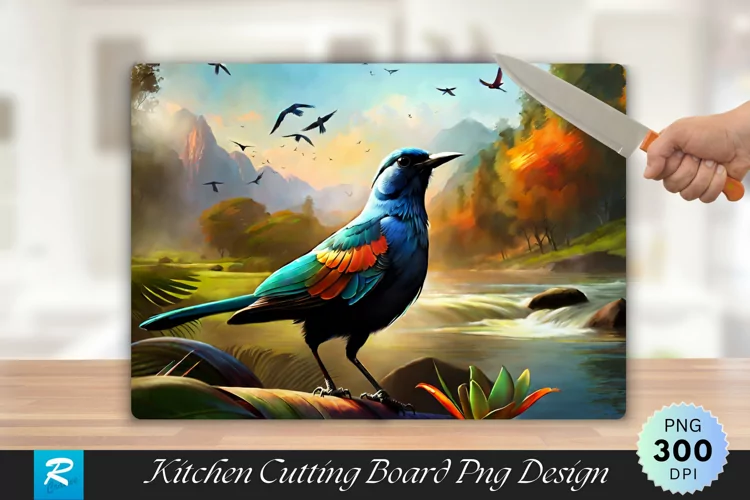 Bird Cutting Board Sublimation Design