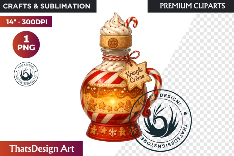 Christmas Winter Potion Bottles PNG, Magical Holiday Clipart