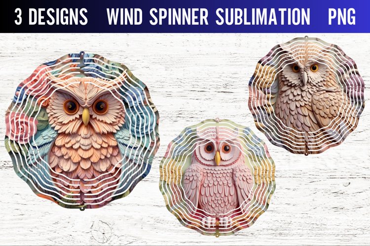 3D Owl Wind Spinner | Sublimation Spinner Designs Bundle