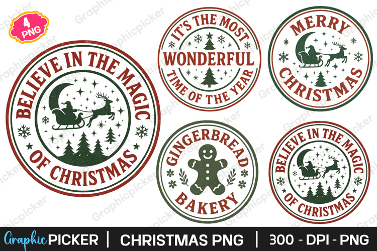 Christmas Stamp Clipart, Vintage Christmas Signs Clipart PNG