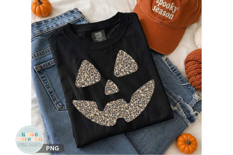 Jackolantern PNG | Preppy Leopard Halloween PNG | Fall PNG