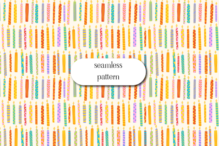 Colorful Candle Seamless Pattern Birthday Party Design