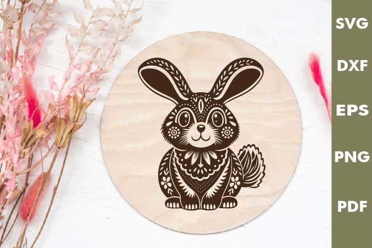 Easter Bunny engraved SVG, Rabbit Laser file, Cutting board