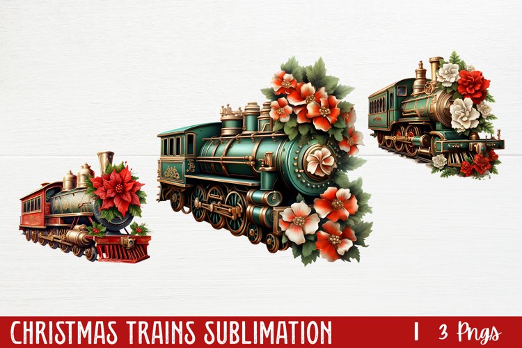 Christmas Trains Sublimation, PNG example image 1