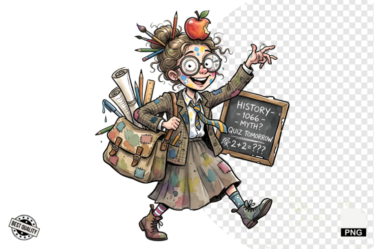 Whimsical Back To School Clipart - Quirky School PNG example image 1