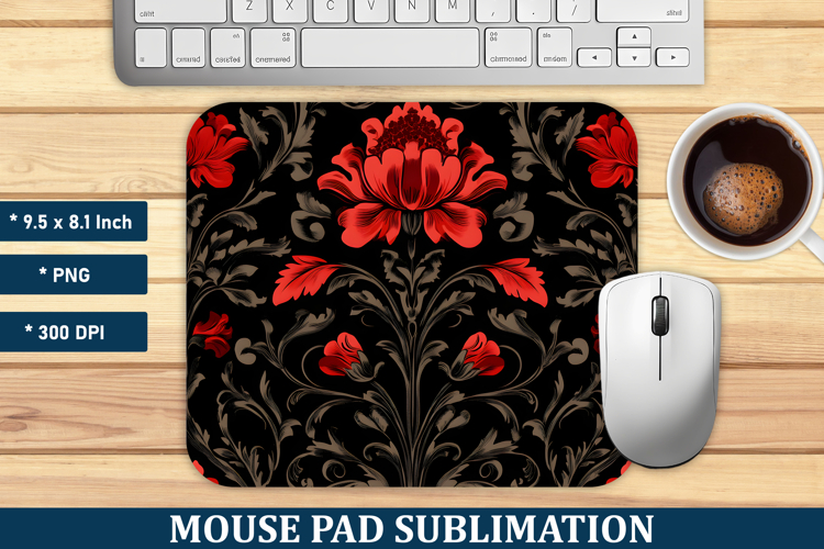Gothic Floral Pattern Mouse Pad | Mouse Pad Sublimation