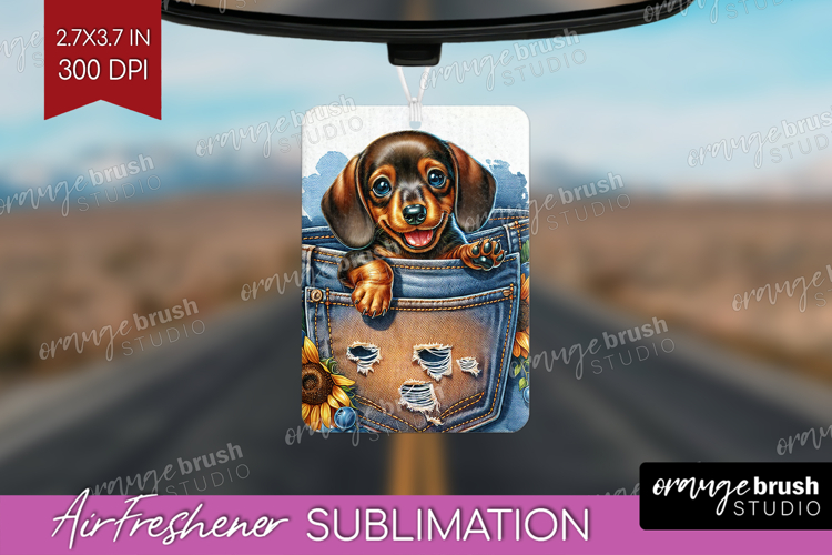 Denim Air Freshener PNG - Dog In Pocket PNG Sublimation