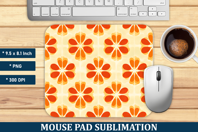 Orange Moroccan Pattern Mouse Pad | Mouse Pad Sublimation