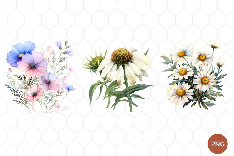 Watercolor Wildflowers Clipart