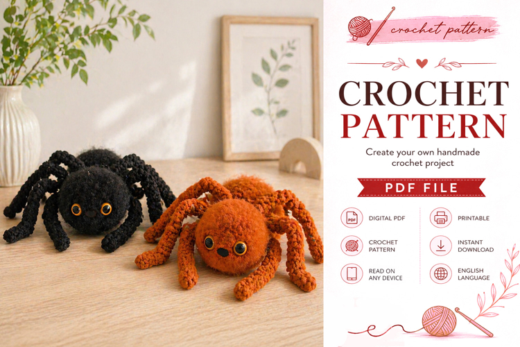 Fuzzy Spider Amigurumi Crochet Pattern PDF