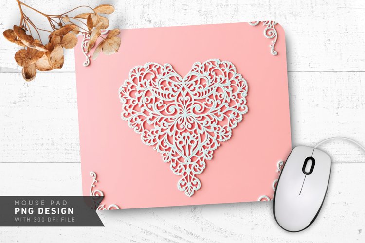 Elegant Lace Hearts Mouse Pad PNG Design