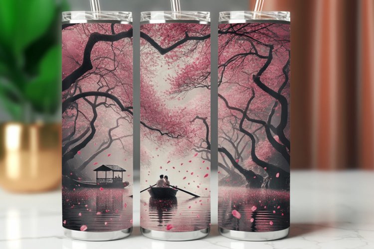 Valentine Tumbler Wrap 20 oz - couple at the river