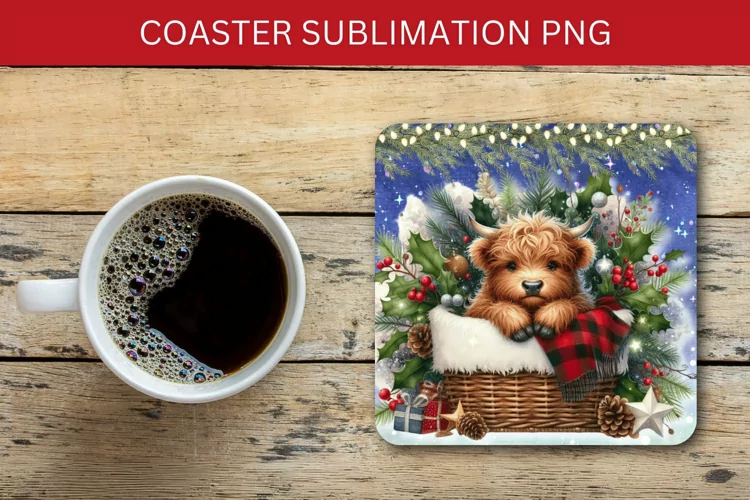 square coaster - highland cow