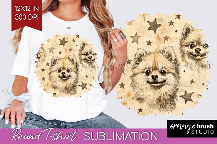 Cute Dogs Round Tshirt Background - Puppy PNG Sublimation