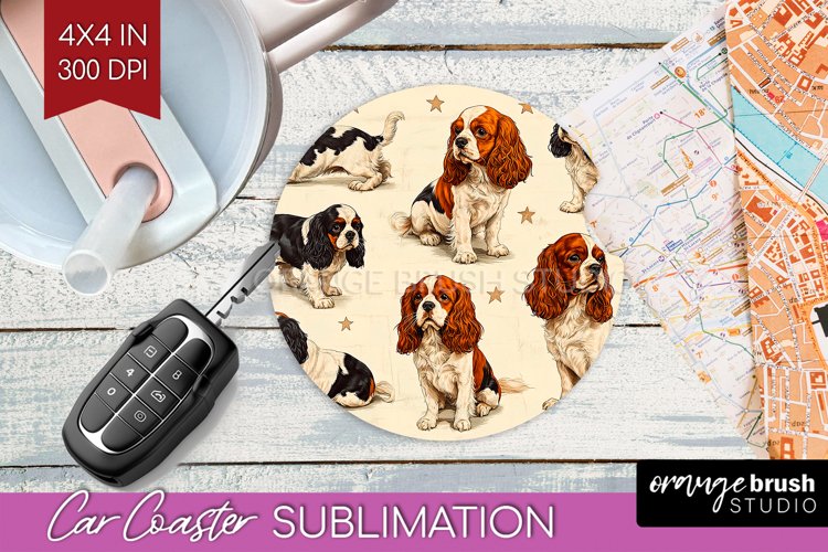 Cute Dogs Car Coaster - Puppy Coaster PNG Sublimation example image 1
