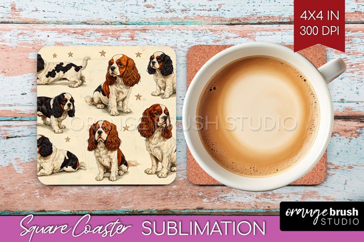 Cute Dogs Square Coaster - Puppy Coaster PNG Sublimation