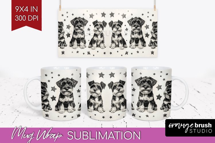Cute Dogs Mug Wrap - Puppy Mug PNG Sublimation