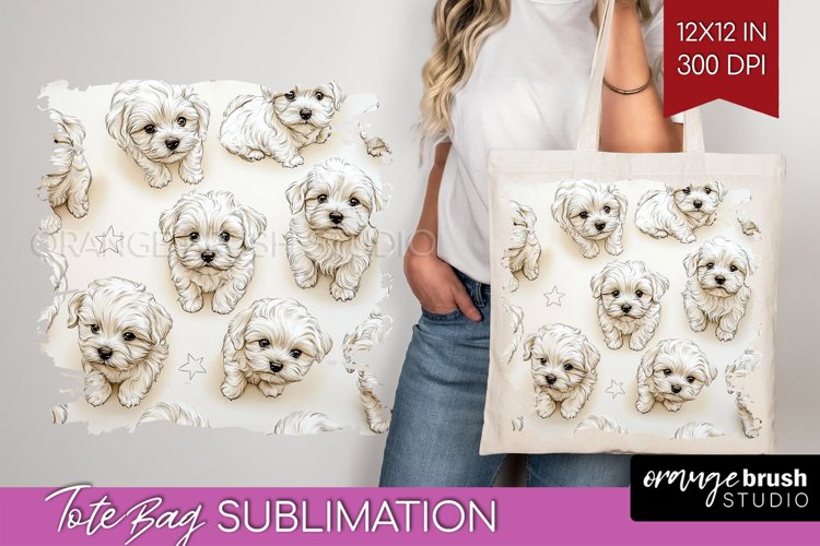 Cute Dogs Tote Bag - Puppy Tote Bag PNG Sublimation
