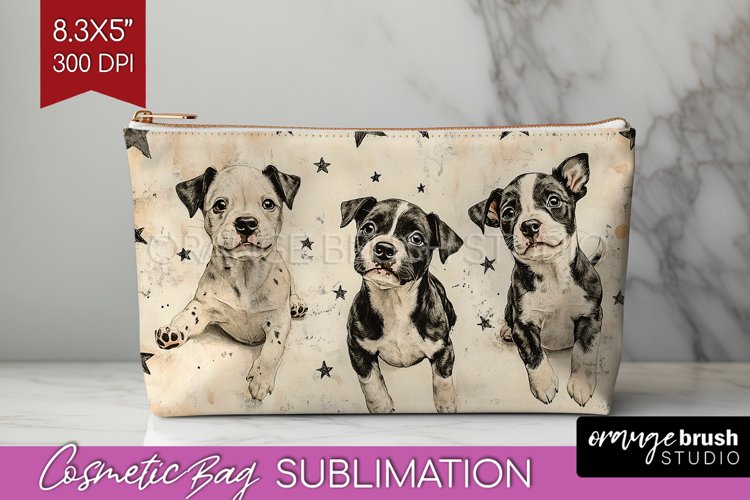 Cute Dogs Cosmetic Bag - Puppy Makeup Bag PNG Sublimation