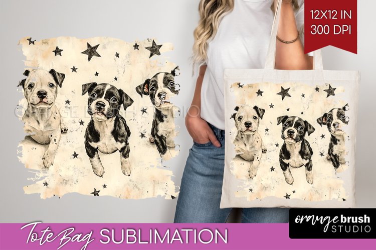 Cute Dogs Tote Bag - Puppy Tote Bag PNG Sublimation