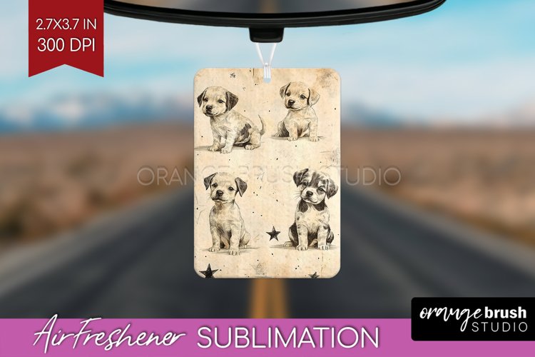 Cute Dogs Air Freshener PNG - Puppy PNG Sublimation example image 1