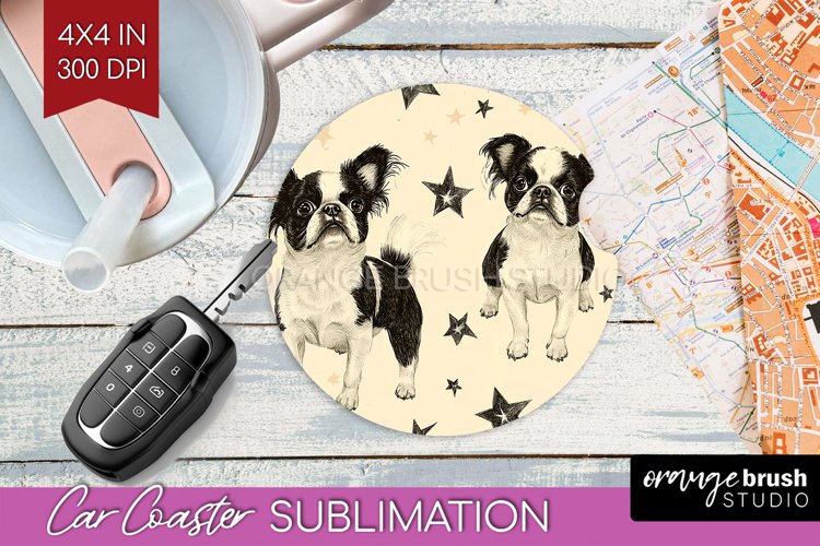 Cute Dogs Car Coaster - Puppy Coaster PNG Sublimation