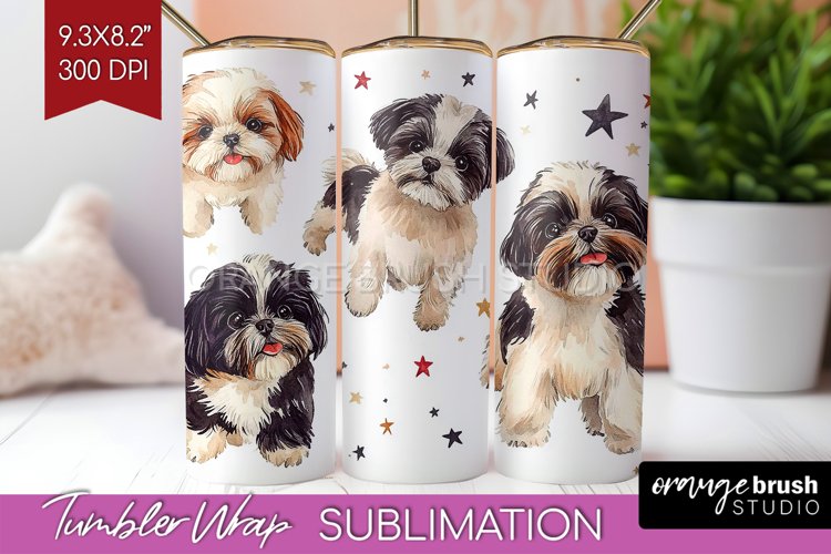 Cute Dogs Tumbler Wrap - Puppy Tumbler PNG Sublimation