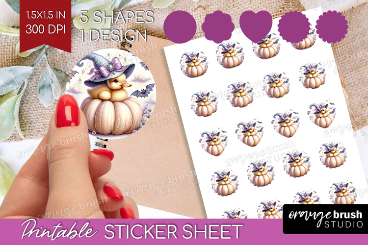 Duckling Halloween Round Sticker Coquette Printable Sticker