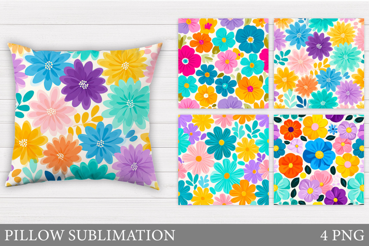 Flowers Pillow Design. Floral Pillow Sublimation