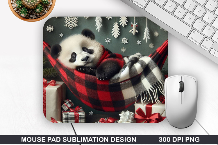 Panda Mouse Pad Sublimation, Christmas Mouse Pad PNG