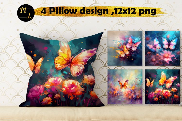 Butterflies Pillow Sublimation design,Butterflies background