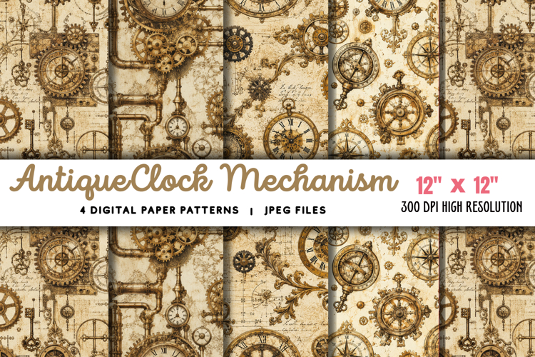 Antique Clock Mechanism Paper JPG