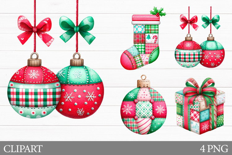 Patchwork Christmas Clipart. Patchwork Christmas Sublimation