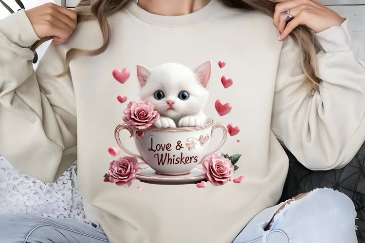 Valentines Day Kitty Cups Clipart PNG
