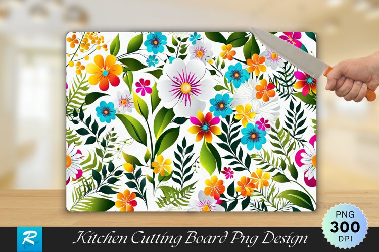 Cute Flower Pattern Cutting Board Sublimation Design