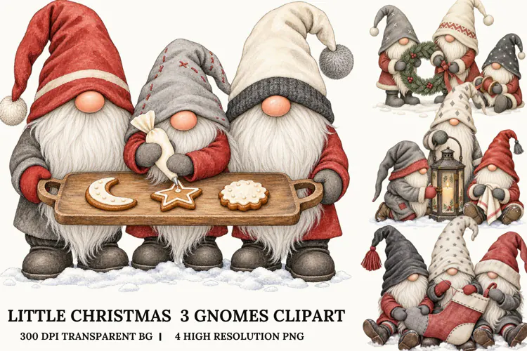 Highland Cow Christmas Clipart, Santa Hat Scarf Cow PNG